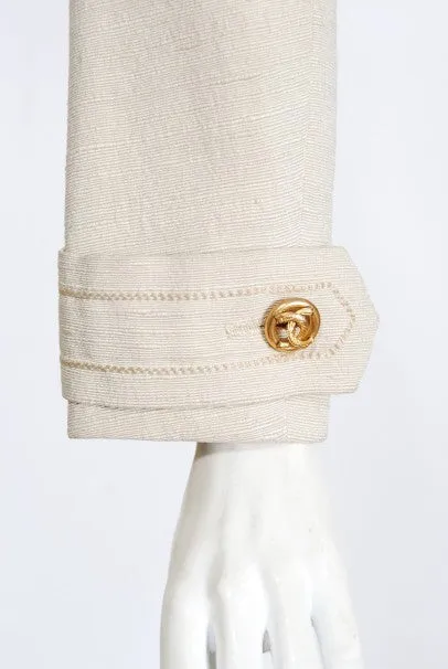 1969 Chanel Haute Couture Oatmeal Linen Documented Jacket Skirt Suit