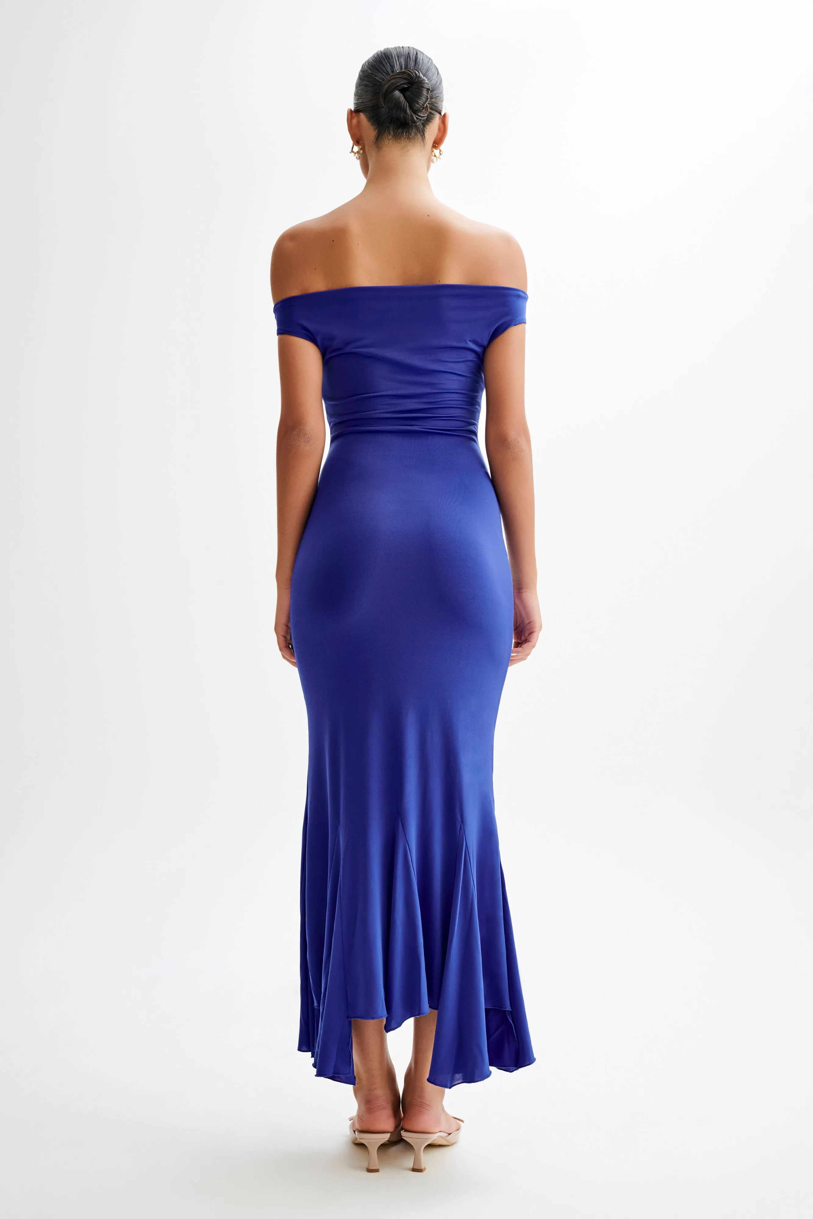 Analina Slinky Handkerchief Midi Dress - Cobalt Blue