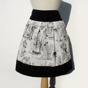 Black and White Catrina Skulls Day of the Dead Skirt #S-RS720