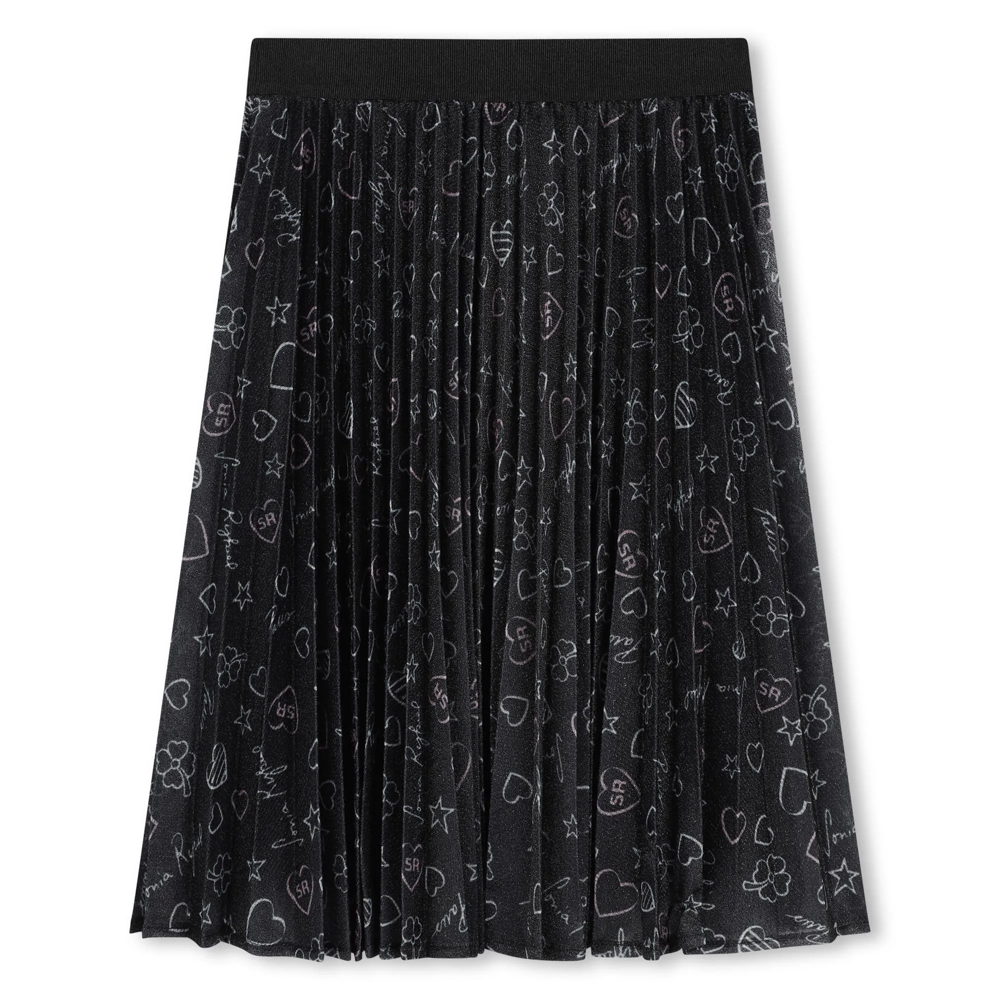 Black Glitter Pleated Skirt