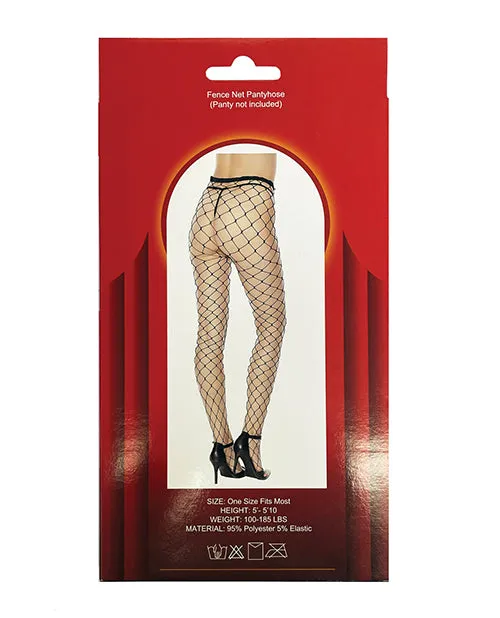 Black Large Fence Net Pantyhose One Size