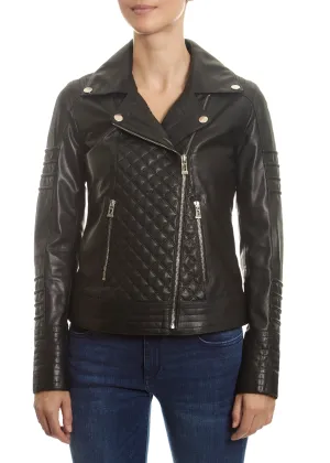 Black 'Quilted' Leather Jacket