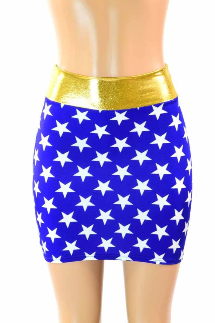 Blue & White Star Super Hero Skirt