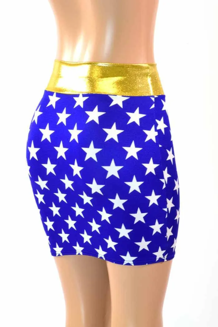 Blue & White Star Super Hero Skirt