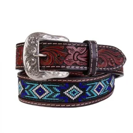 Blue Floral Beaded Belt