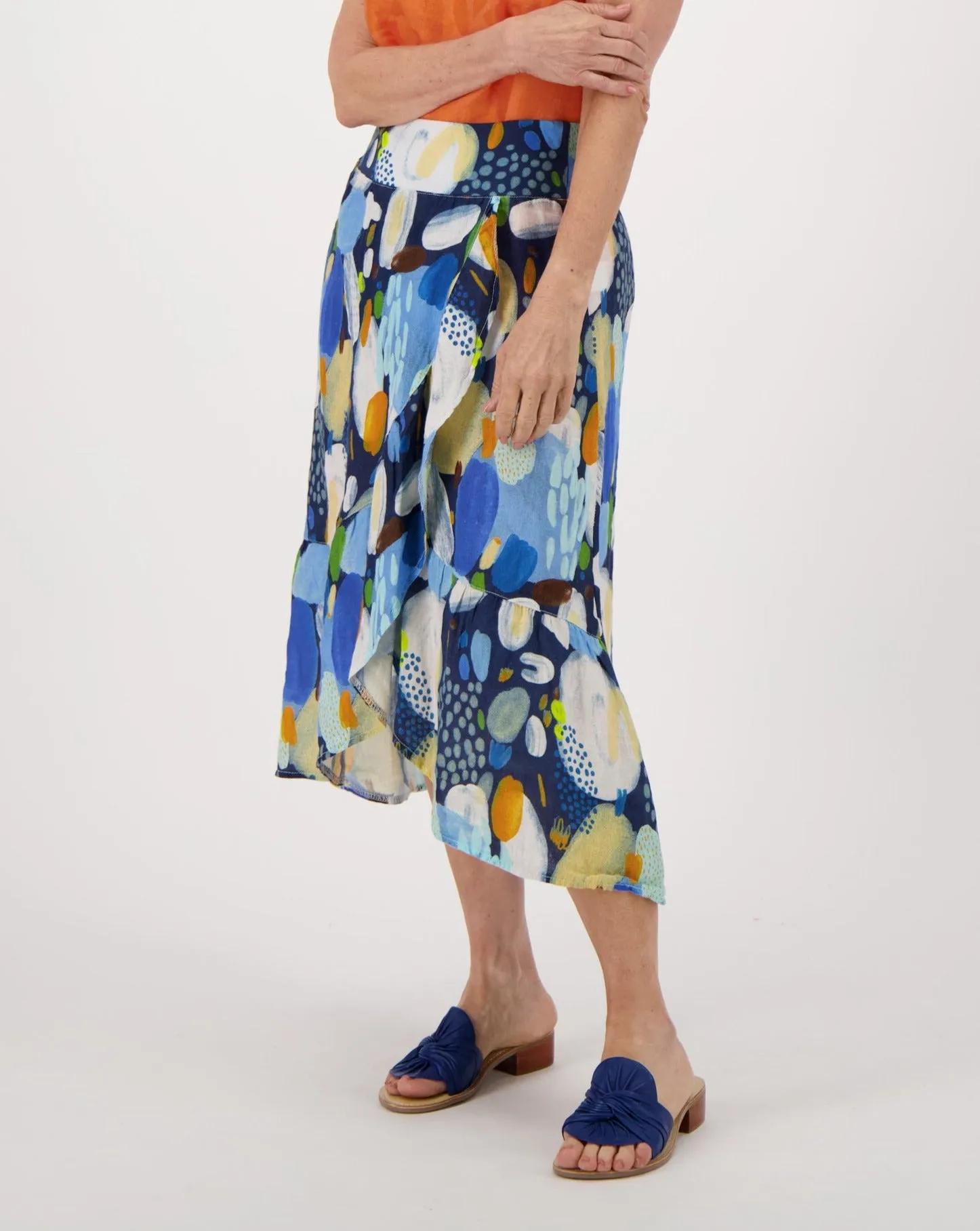 Colour Pop Abstract Print Linen Skirt