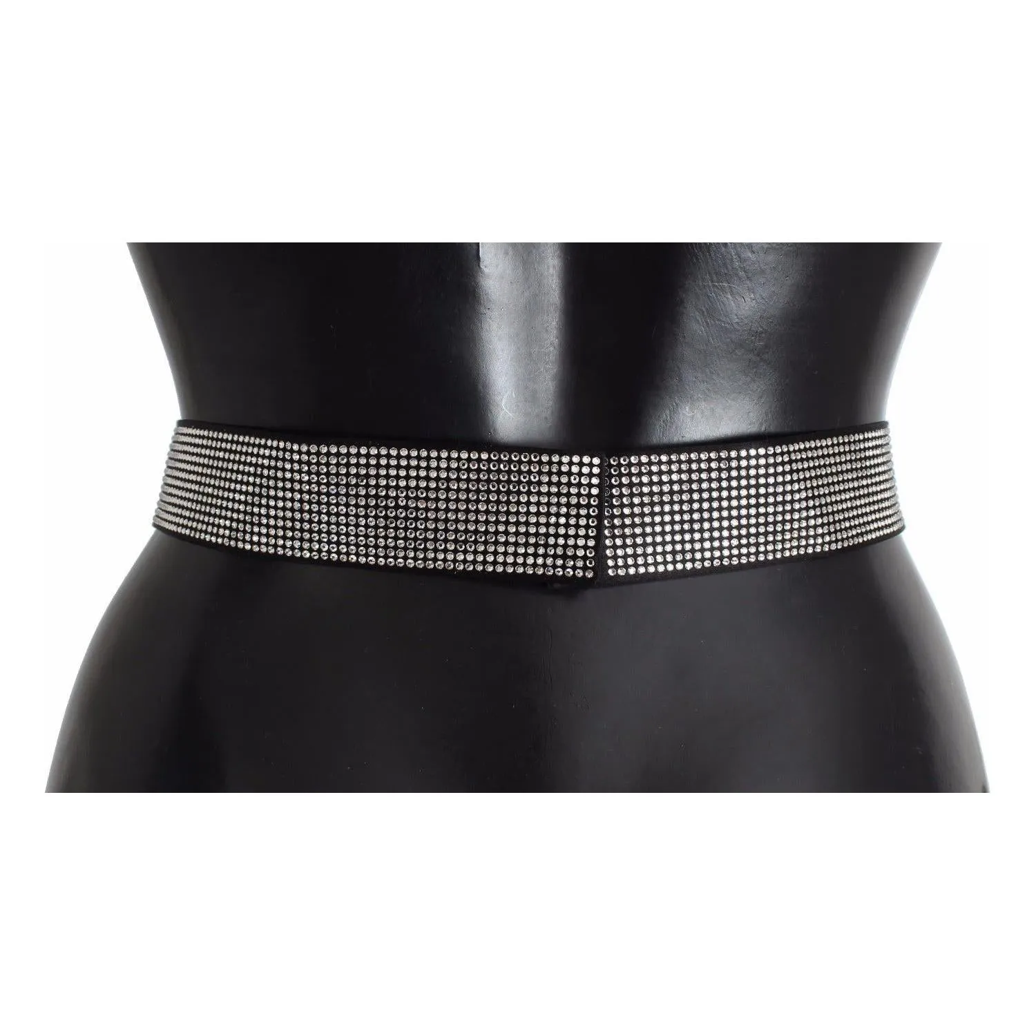 Dolce & Gabbana Black Silk Crystal Bow Waist Belt Elegance