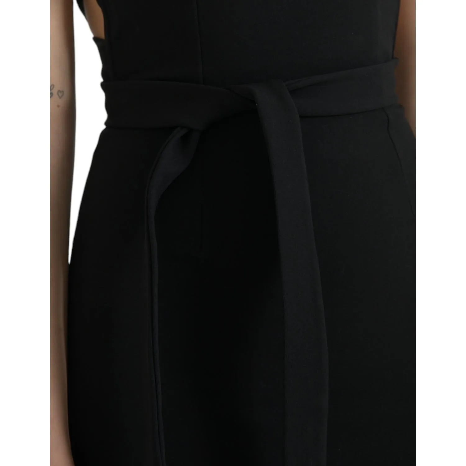 Dolce & Gabbana Elegant Black Sheath Halter Midi Dress