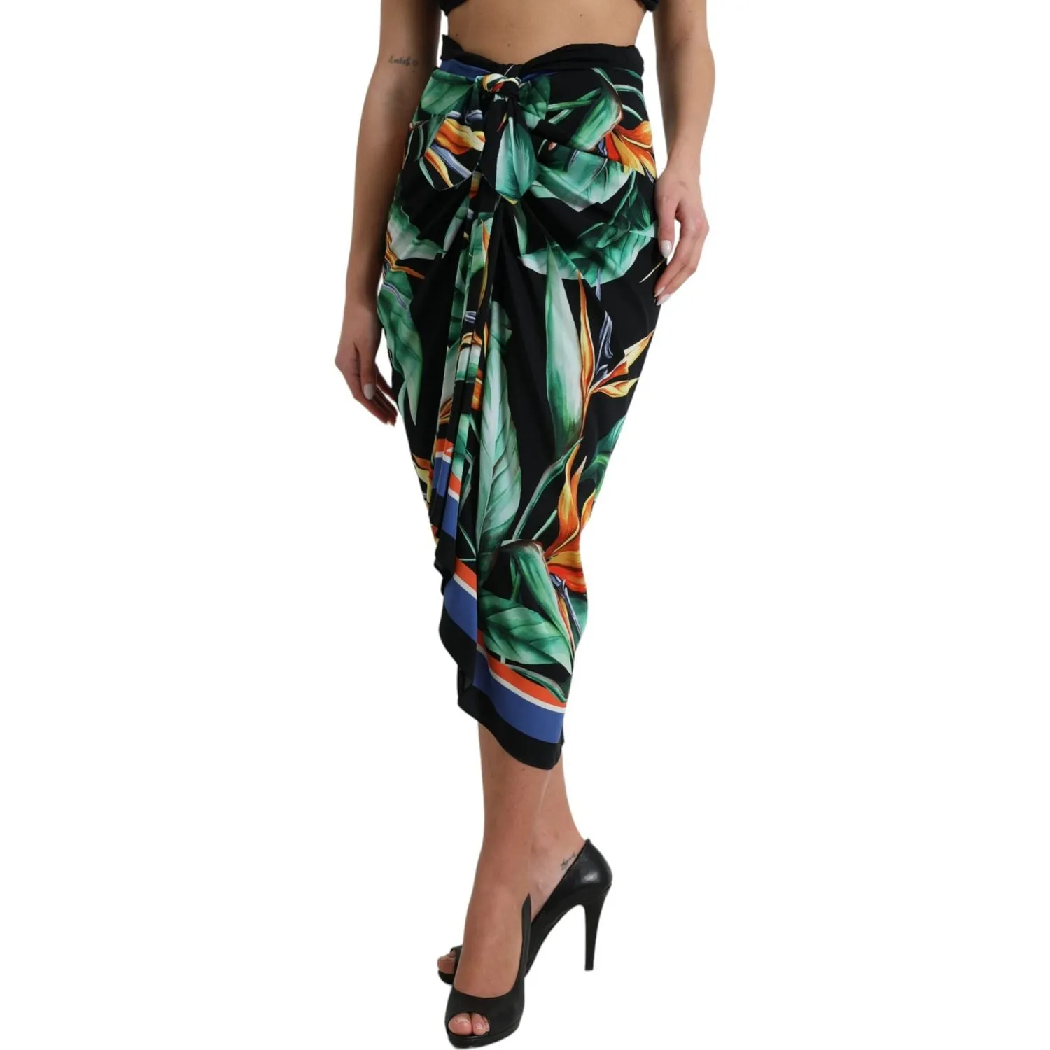 Dolce & Gabbana Elegant Floral High Waist Midi Skirt