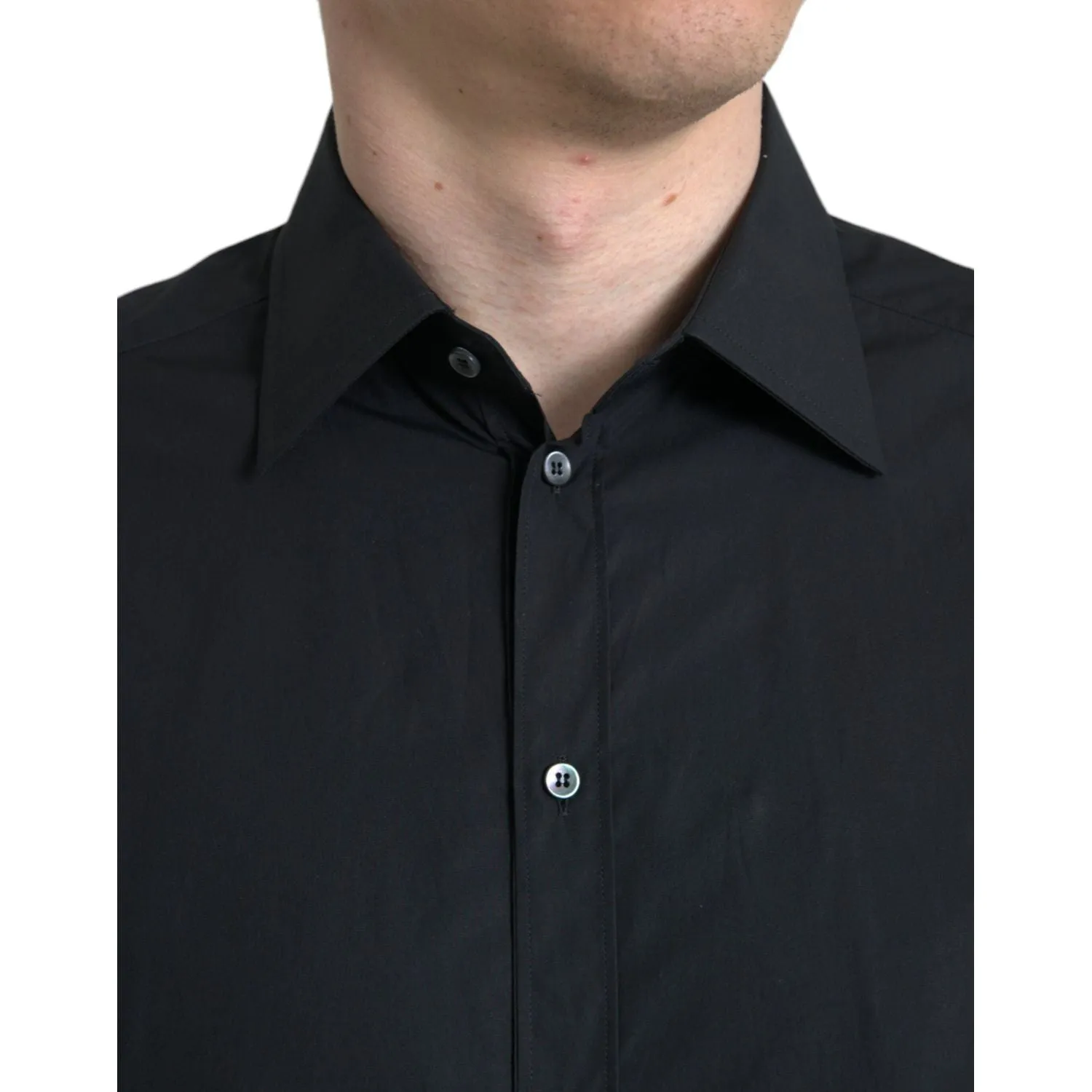 Dolce & Gabbana Sleek Black Slim Fit Italian Dress Shirt