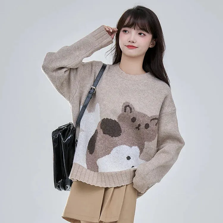 Furry Friend Fashion: Casual Cat Sweater - Embrace Whiskered Warmth in Coffee Coziness! 🐈🧡