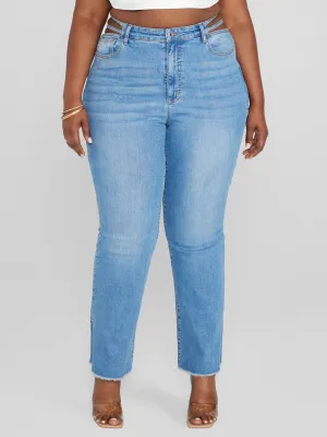 High Rise Split Waist Relaxed Fit Jeans - Short inseam