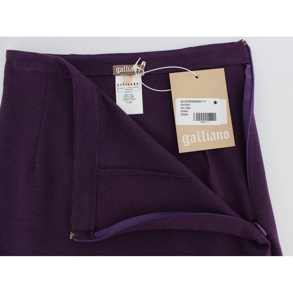 John Galliano Elegant Purple Pencil Skirt