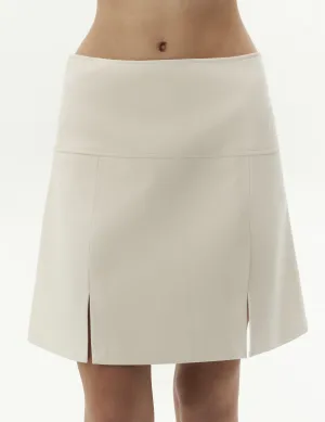 Leather Cut-out Panels Skirt — White