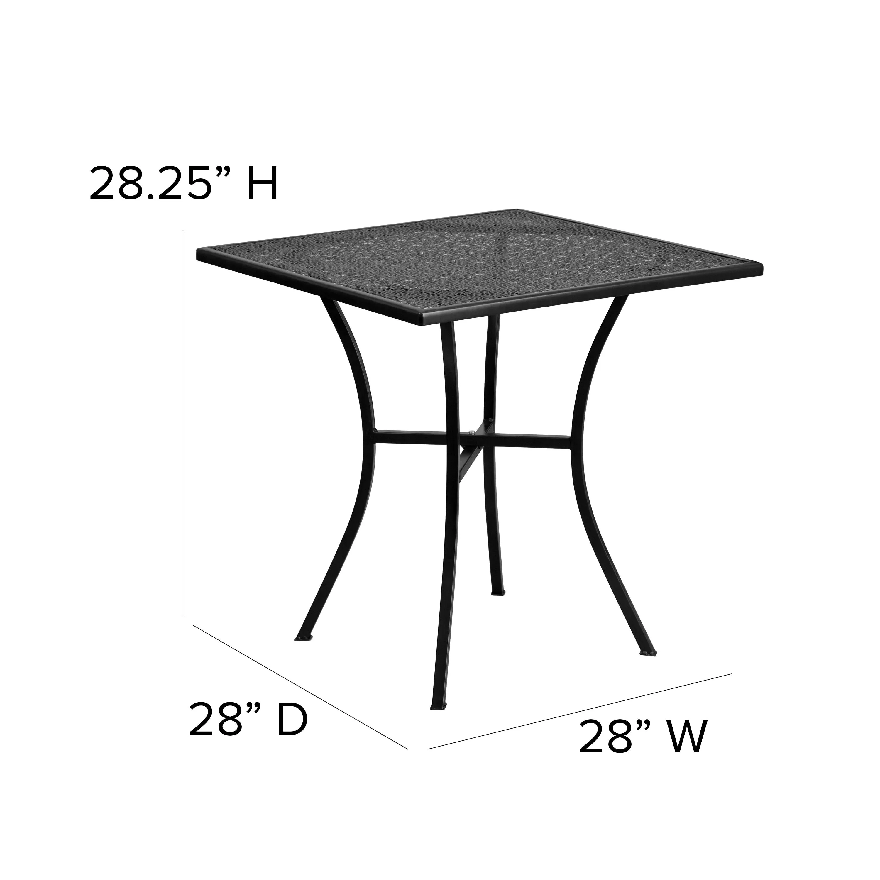 Oia Commercial Grade Square Patio Table | Outdoor Steel Square Patio Table