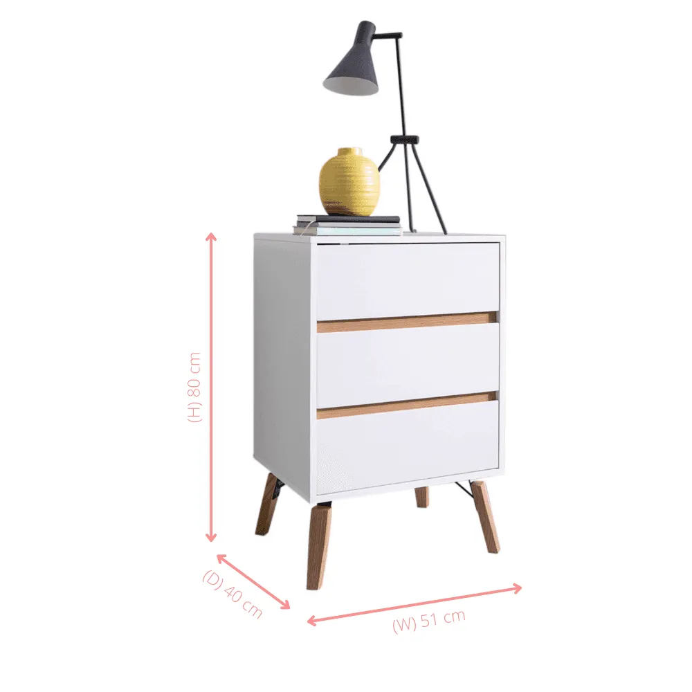 Otto Chest of Drawers Tall 3 Drawer in Classic White