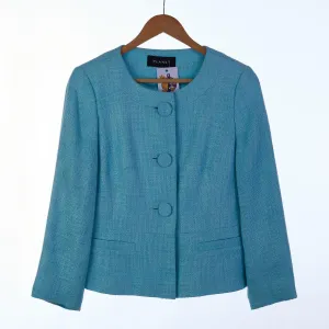 Planet Cotton Blend Turquoise Cropped Jacket UK Size 10